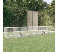 vidaXL Conigliera con 6 Pannelli 327x79x54 cm Ferro Zincato