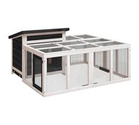 vidaXL Conigliera Grigia 144x123x67,5 cm in Legno Massello di Pino