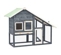 vidaXL Conigliera Grigio e Bianco 140x63x120cm Legno Massello di Abete