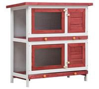 vidaXL Conigliera per Esterni con 4 Porte Rosso in Legno