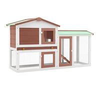 Conigliera per Esterni Grande Marrone Bianca 145x45x85cm Legno
