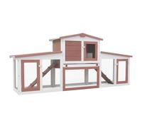 vidaXL Conigliera per Esterni Grande Marrone Bianca 204x45x85cm Legno