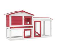 vidaXL Conigliera per Esterni Grande Rossa e Bianca 145x45x84cm Legno