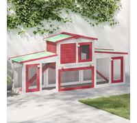 vidaXL Conigliera per Esterni Grande Rossa e Bianca 201x45x85cm Legno