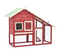 Conigliera Rosso e Bianco 140x63x120cm Legno Massello di Abete