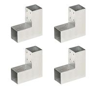 vidaXL Connettori per Pali a Forma di L 4 pz in Metallo 71x71 mm
