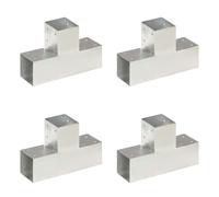 vidaXL Connettori per Pali a Forma di T 4 pz Metallo Zincato 91x91 mm