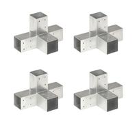 vidaXL Connettori per Pali a Forma di X 4 pz in Metallo Zincato 71x71 mm