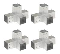 vidaXL Connettori per Pali a Forma di X 4 pz Metallo Zincato 81x81 mm