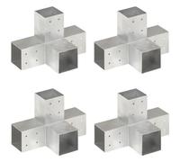 VIDAXL - Connettori Per Pali A Forma Di X 4 Pz Metallo Zincato 81x81 Mm