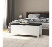 vidaXL Contenitore con Cuscino Bianco 105x40x45cm Legno Multistrato