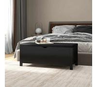 vidaXL Contenitore con Cuscino Nero 105x40x45cm Legno Multistrato