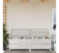 vidaXL Contenitore da Giardino Bianco 198,5x50x56,5 cm Massello Abete