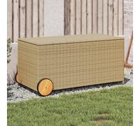vidaXL Contenitore da Giardino con Ruote Beige Misto 190L Polyrattan