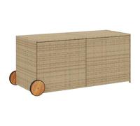 vidaXL Contenitore da Giardino con Ruote Beige Misto 283L Polyrattan
