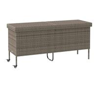 vidaXL Contenitore da Giardino con Ruote Grigio 160x55x75cm Polyrattan, portaoggetti da Giardino, Contenitore Cuscino da Giardino, Mobile da Giardino