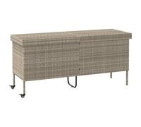 vidaXL Contenitore da Giardino con Ruote Grigio Chiaro Polyrattan, portaoggetti da Giardino, Contenitore Cuscino da Giardino, Mobile da Giardino