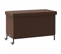 vidaXL Contenitore da Giardino con Ruote Marrone Polyrattan, portaoggetti da Giardino, Contenitore Cuscino da Giardino, Mobile da Giardino