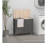 vidaXL Contenitore per Bucato Grigio 88,5x44x76 cm Legno Massello Pino