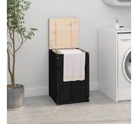 vidaXL Contenitore per Bucato Nero 44x44x66 cm Legno Massello Pino