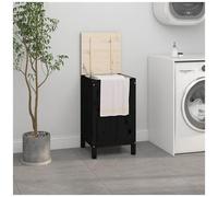 Contenitore Per Bucato Nero 44x44x76 Cm Legno Massello Pino