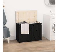 vidaXL Contenitore per Bucato Nero 88,5x44x66 cm Legno Massello Pino