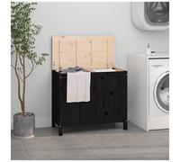 Contenitore Per Bucato Nero 88,5x44x76 Cm Legno Massello Pino