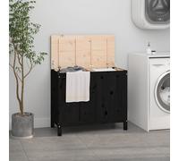 vidaXL Contenitore per Bucato Nero 88,5x44x76 cm Legno Massello Pino