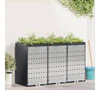 vidaXL Contenitore per Rifiuti per 3 Bidoni Acciaio Inox Antracite