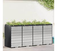 vidaXL Contenitore per Rifiuti per 3 Bidoni Acciaio Inox Antracite
