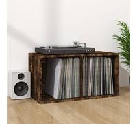vidaXL Contenitore per Vinili Rovere Fumo 71x34x36cm Legno Multistrato