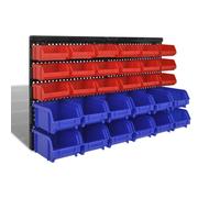 vidaXL Contenitore Plastica per Garage da Parete Set 30 pz Blu e Rosso