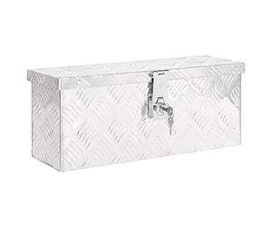 vidaXL Contenitore Portaoggetti Argento 50 x 15 x 20,5 cm in Alluminio