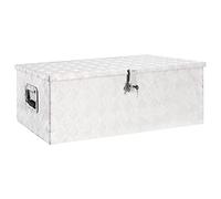 vidaXL Contenitore Portaoggetti Argento 90x47x33,5 cm in Alluminio