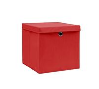 vidaXL Contenitori con Coperchi 10 pz 28x28x28 cm Rosso