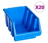 vidaXL Contenitori Impilabili 20 pz Blu in Plastica