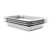 vidaXL 4x Contenitori Gastronorm Impilabili Universali Rettangolari Atossico Teglie Cucina 1/1 65 mm in Acciaio Inox Argento