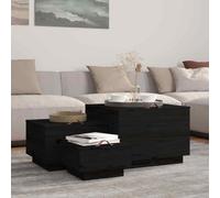 vidaXL Contenitori Portaoggetti Coperchi 3pz Neri Legno Massello Pino