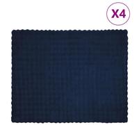 vidaXL Coperta in Pelliccia di Coniglio Finta 4 pcs Blu Marino