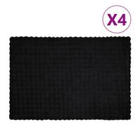 vidaXL Coperta in Pelliccia di Coniglio Finta 4 pcs Nero 150 x 220 cm