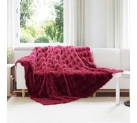 vidaXL Coperta in Pelliccia di Coniglio Finta 4 pcs Rosso Bordeaux