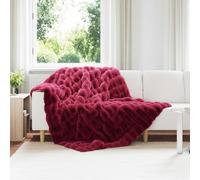 vidaXL Coperta in Pelliccia di Coniglio Finta 4 pcs Rosso Bordeaux