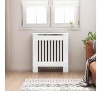 vidaXL Copriradiatore bianco lucido, 78 x 19 x 81,5 cm, copertura rettangolare moderna, protezione elegante, legno progettato, sicurezza per bambini per il riscaldamento
