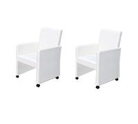 vidaXL COPPIA SEDIE BIANCHE 2 POLTRONCINE IN PELLE CON RUOTE