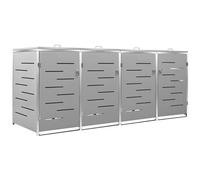 vidaXL Copri Bidoni Pattume Quadruplo 276,5x77,5x112,5 cm Acciaio Inox