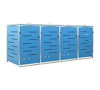 vidaXL Copri bidoni pattume Quadruplo 276,5x77,5x112,5 cm Acciaio inox
