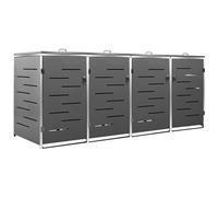 vidaXL Copri Bidoni Pattume Quadruplo 276,5x77,5x112,5 cm Acciaio Inox