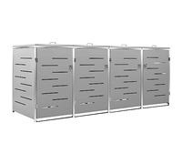 vidaXL Copri Bidoni Pattume Quadruplo 276,5x77,5x112,5 cm Acciaio Inox