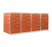 vidaXL Copri Bidoni Pattume Quadruplo 276,5x77,5x112,5 cm Acciaio Inox