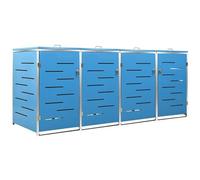 vidaXL Copri Bidoni Pattume Quadruplo 276,5x77,5x112,5 cm Acciaio Inox